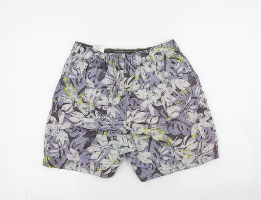 Defecto Surf Mens Blue Floral 100% Polyester Athletic Shorts Size M Athletic Drawstring - board shorts