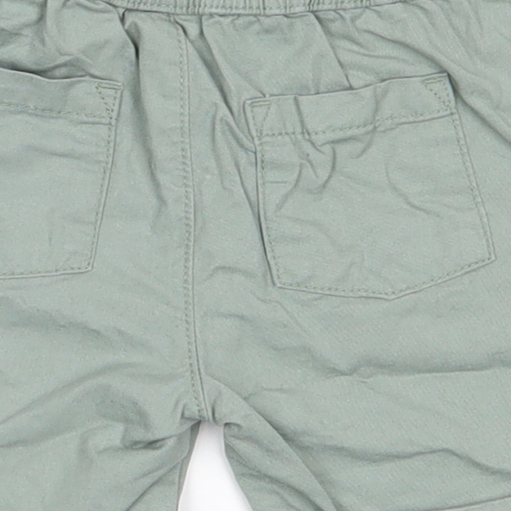 Fred & FLo Boys Green 100% Cotton Cargo Trousers Size 9-12 Months Button