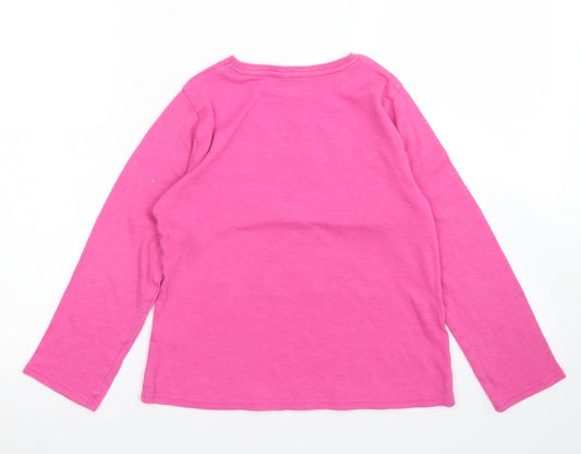 George Girls Pink Cotton Basic T-Shirt Size 9-10 Years Crew Neck