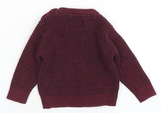 Mini Rebel Boys Purple Cotton Pullover Jumper Size 3-6 Months Button