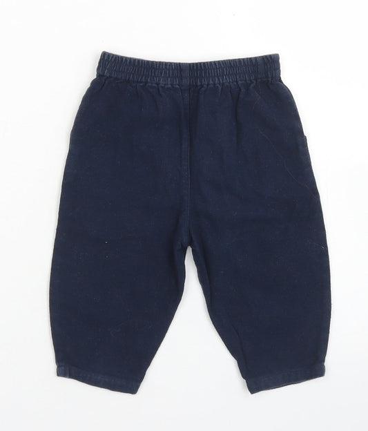 George Boys Blue Cotton Jogger Trousers Size 6-9 Months