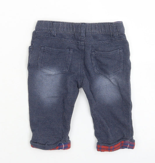 Hullabaloo Boys Blue Cotton Capri Trousers Size 6-9 Months Snap
