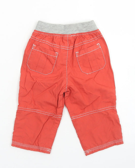 /tu Boys Orange Cotton Cargo Trousers Size 6-9 Months Drawstring
