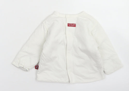 Mothercare Girls White Cotton Basic T-Shirt Size 6-9 Months Crew Neck Snap