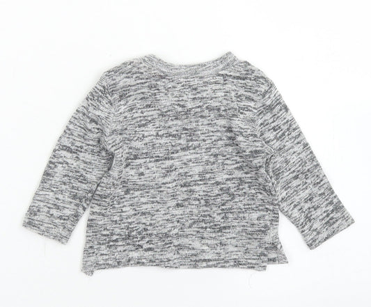 Primark Boys Grey Cotton Basic T-Shirt Size 3-6 Months Crew Neck Snap