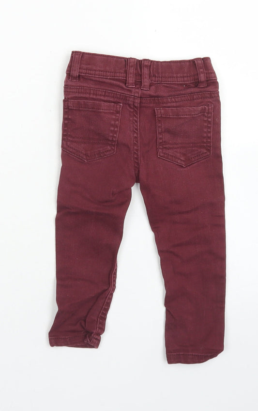 Denim Co Boys Purple Cotton Capri Jeans Size 12-18 Months Button