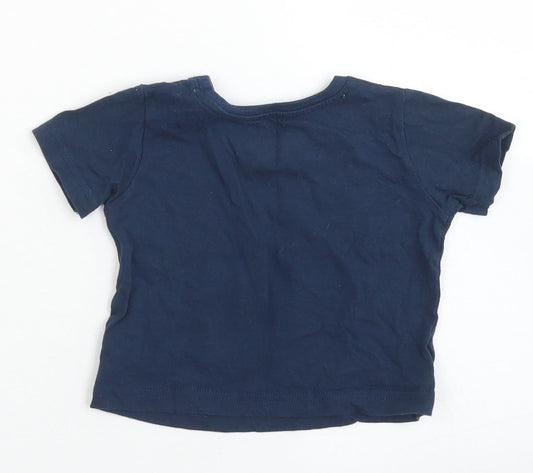 Little Rebel Boys Blue Cotton Basic T-Shirt Size 9-12 Months Crew Neck - Lobster