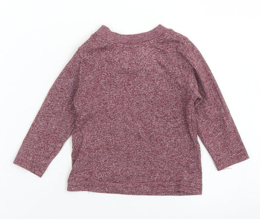 Primark Boys Red Cotton Basic T-Shirt Size 3-6 Months Crew Neck Snap