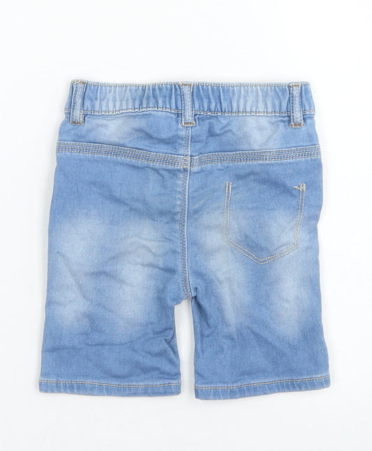 Nutmeg Girls Blue Cotton Cropped Jeans Size 12-18 Months Snap