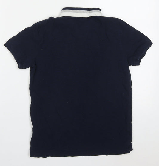 Marks and Spencer Boys Blue Cotton Basic Polo Size 9-10 Years Collared Pullover