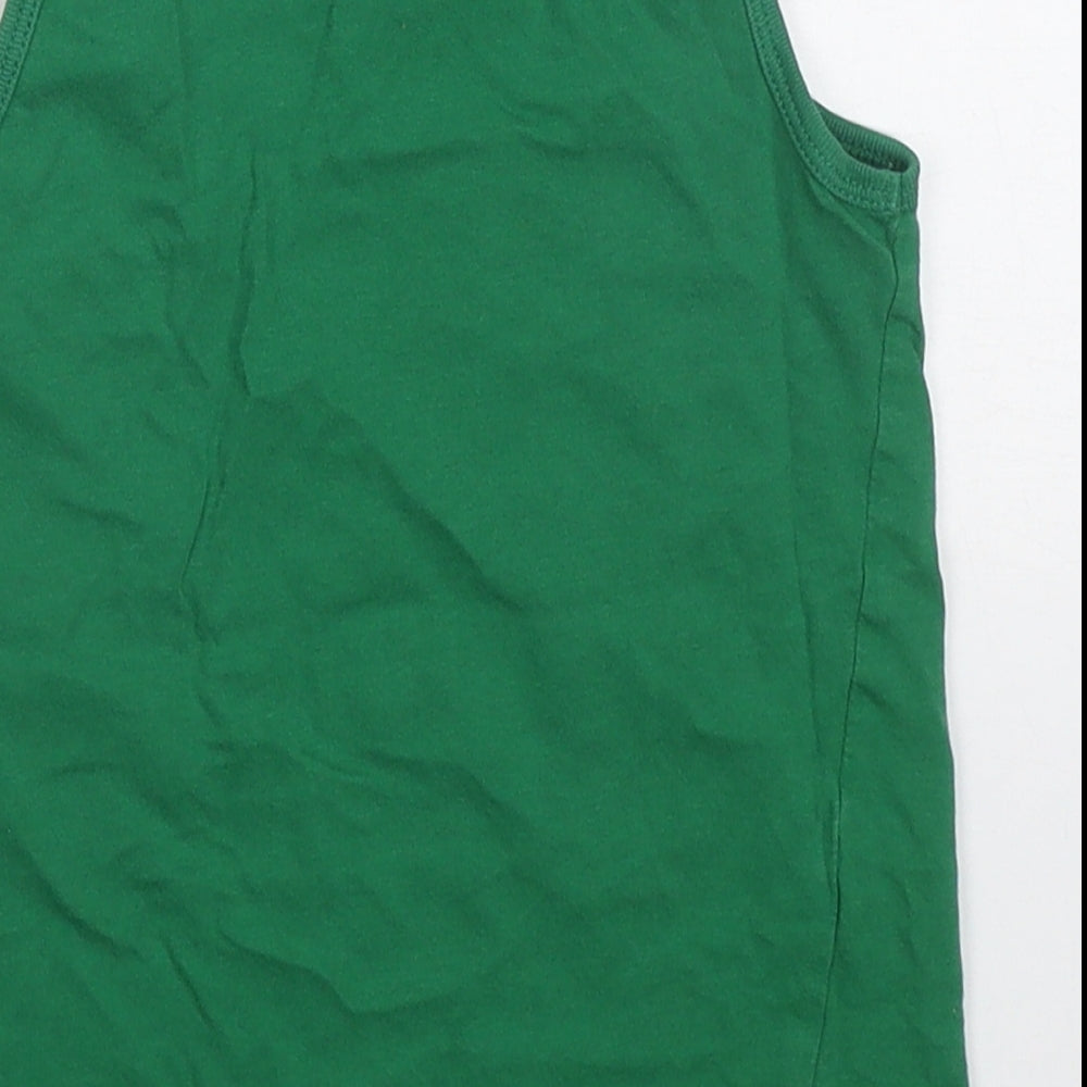 George Boys Green Cotton Basic Tank Size 5-6 Years Round Neck Pullover