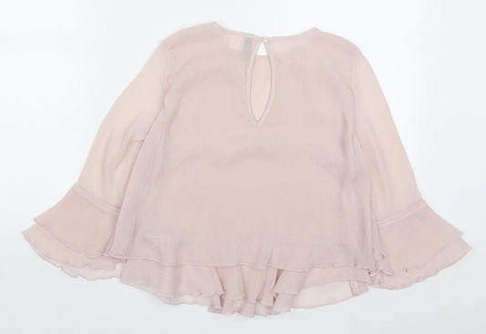 H&M Womens Pink Polyester Basic Blouse Size 6 Round Neck