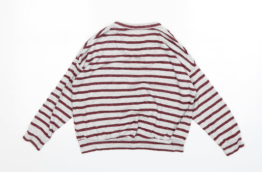 M&S Girls Multicoloured Striped Viscose Pullover Sweatshirt Size 8-9 Years