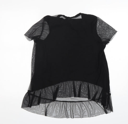 River Island Womens Black Polyester Basic T-Shirt Size 10 Round Neck