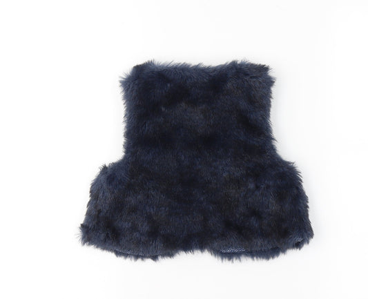 Mexx Girls Blue Gilet Waistcoat Size L Hook & Eye - Fur Waistcoat