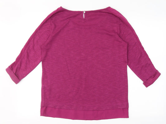RJR.John Rocha Womens Purple Polyester Basic T-Shirt Size 10 Scoop Neck