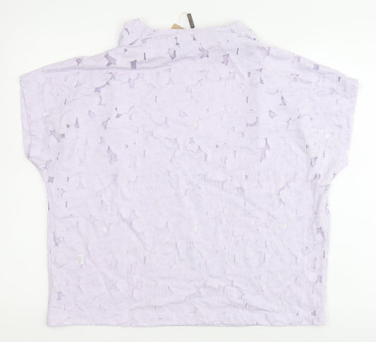Gallery Womens Purple Viscose Basic Blouse Size M Cowl Neck