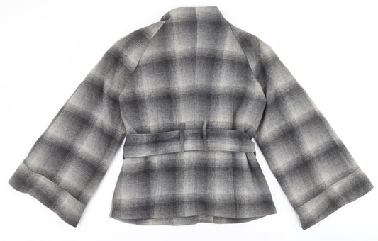 Et vous Womens Grey Check Overcoat Coat Size 12 - Belted
