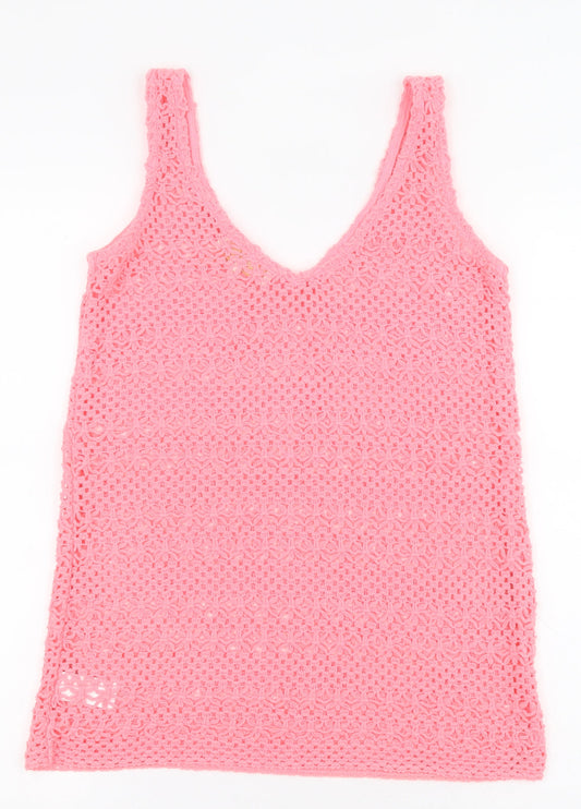 NEXT Womens Pink Polyester Basic Tank Size 6 V-Neck