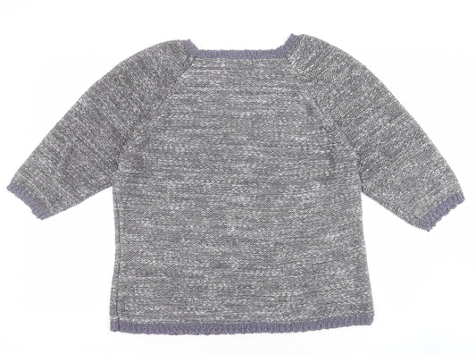 David Emanuel Womens Grey Round Neck Acrylic Pullover Jumper Size L