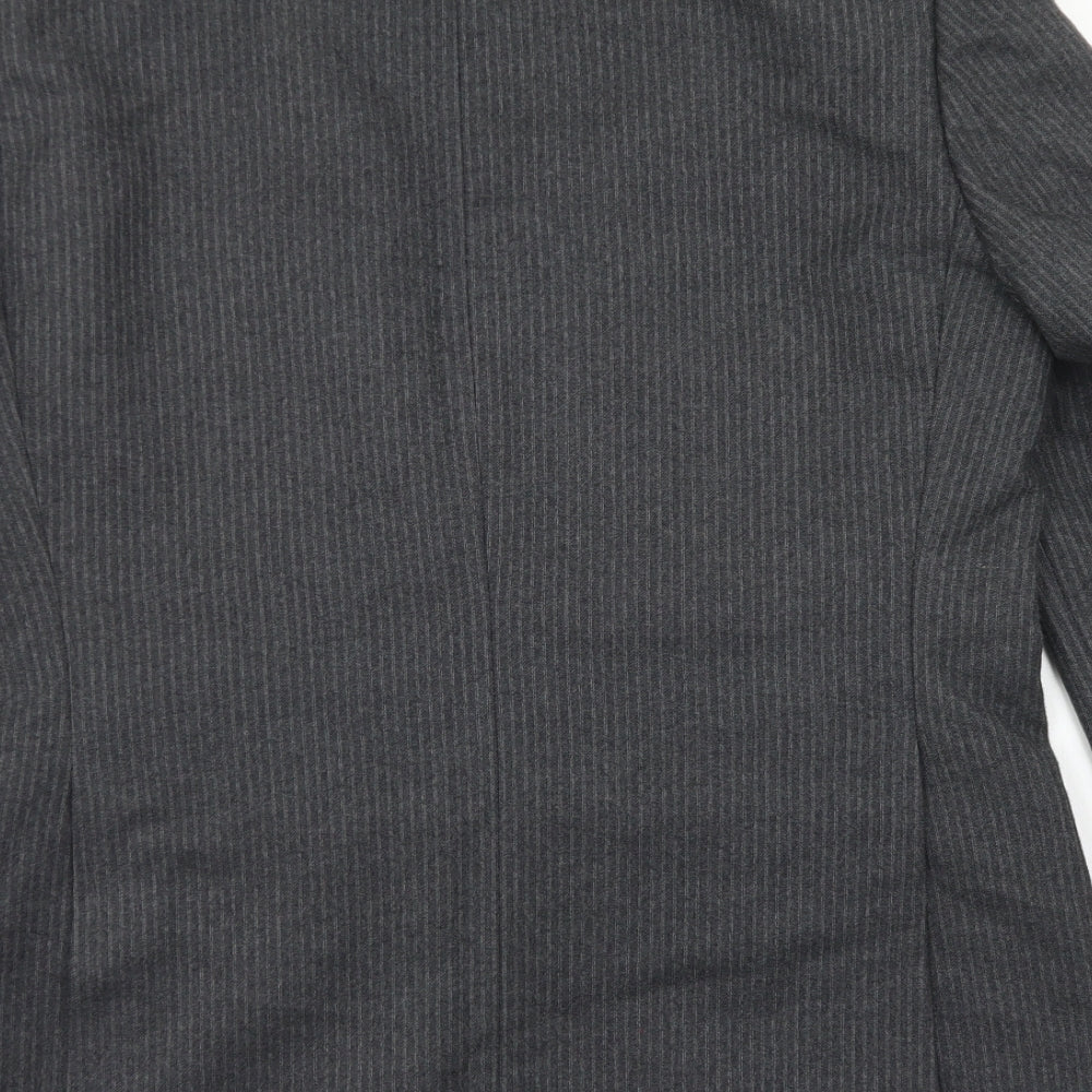 Wellington Mens Grey Striped Wool Jacket Blazer Size 38