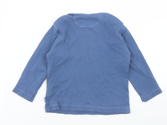 Imps & Elfs Boys Blue Cotton Basic T-Shirt Size 6-9 Months Crew Neck