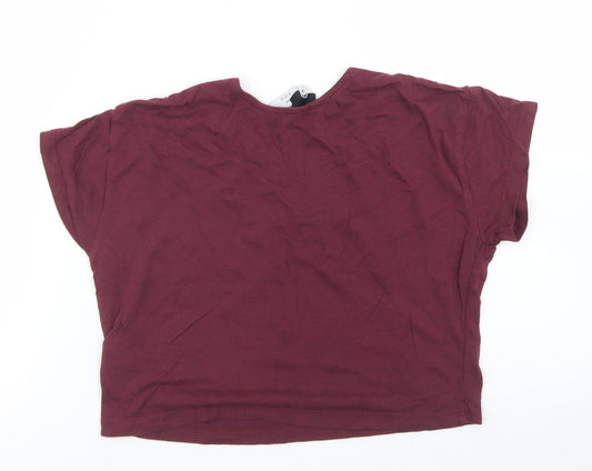 915 Generation Girls Purple Cotton Cropped T-Shirt Size 9 Years Scoop Neck