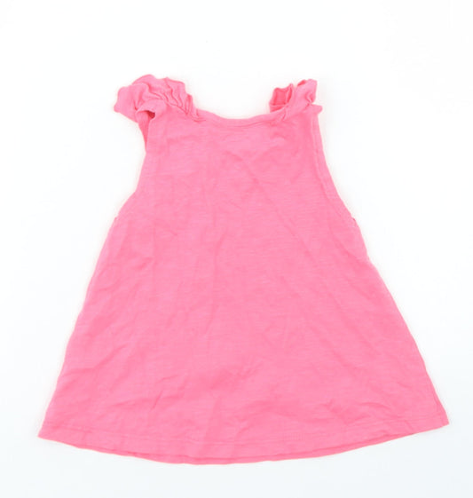 Nutmeg Girls Pink Cotton Basic Tank Size 12-18 Months Crew Neck
