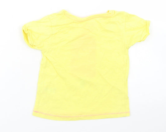 Matalan Girls Yellow Cotton Basic T-Shirt Size 12-18 Months Crew Neck - Ice Cream