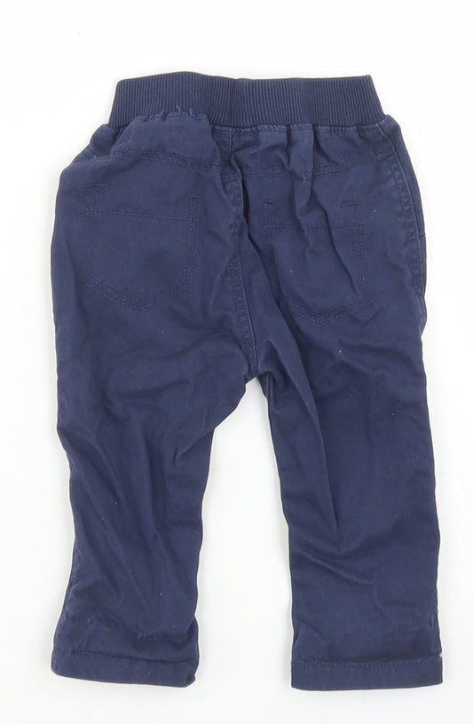 George Boys Blue Cotton Cargo Trousers Size 3-6 Months Drawstring