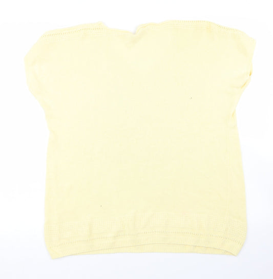Bonmarche Womens Yellow V-Neck Viscose Pullover Jumper Size L