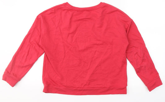 NEXT Girls Red Round Neck Cotton Pullover Jumper Size 11 Years - Flowers