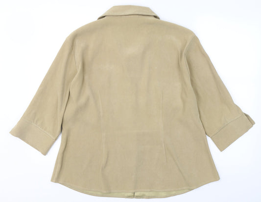 Sara Woman Womens Beige Polyester Basic Button-Up Size 20 V-Neck