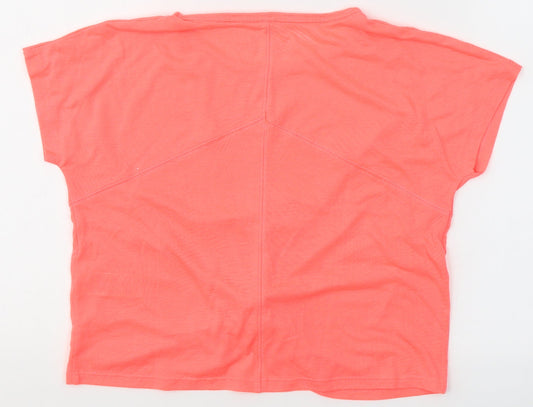 Marks and Spencer Girls Pink Polyester Basic T-Shirt Size 9-10 Years Round Neck