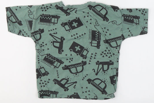 George Boys Green Cotton Basic T-Shirt Size 2 Years Round Neck