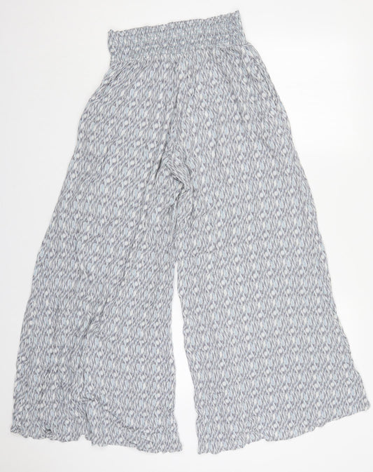 Lilyful Womens Grey Geometric Viscose Trousers Size 28 in L26 in Regular