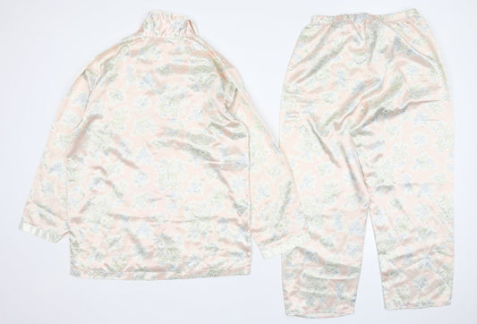 Amanda Steward Womens Pink Floral Polyester Top Pyjama Set Size XS Button