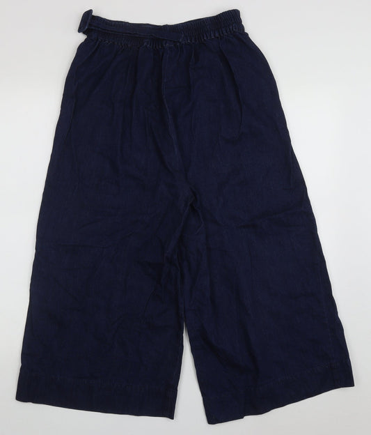 Preworn Womens Blue Cotton Cropped Trousers Size 28 L20 in Regular Buckle