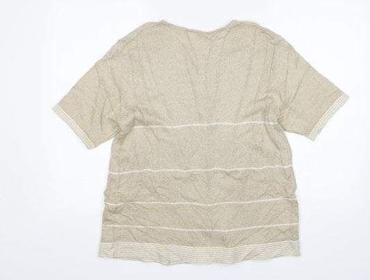 Bonmarché Womens Beige Round Neck Acrylic Pullover Jumper Size M