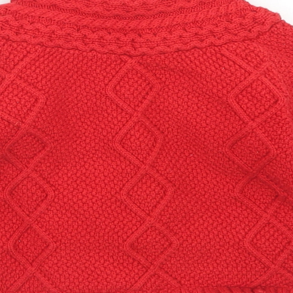 TU Girls Red Cotton Cardigan Jumper Size 6-9 Months Button - Fleece Lining