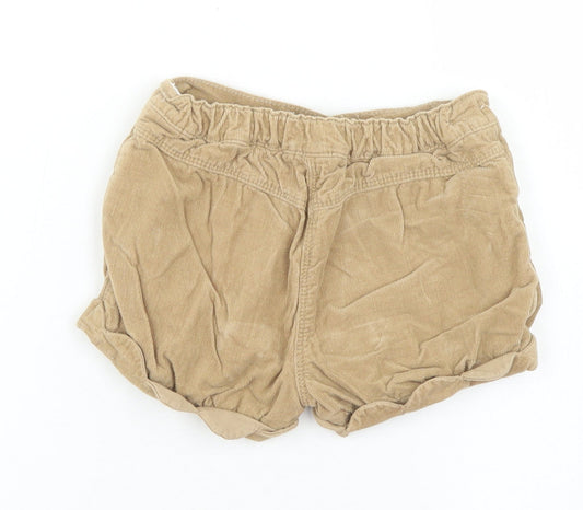 Matalan Girls Brown Cotton Cropped Trousers Size 12-18 Months Button