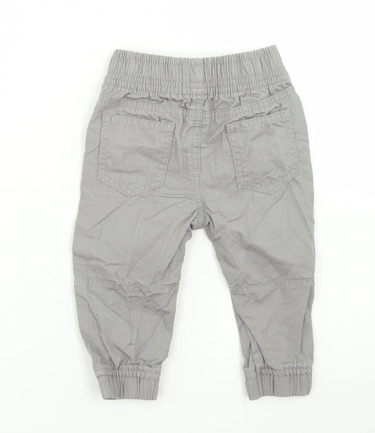 Denim Co Boys Grey Cotton Windbreaker Trousers Size 9-12 Months Drawstring