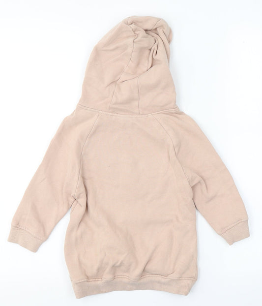 NEXT Girls Beige Cotton Pullover Hoodie Size 2 Years - Heart