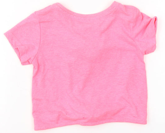 NEXT Girls Pink Polyester Basic T-Shirt Size 12-18 Months Round Neck - Unicorn
