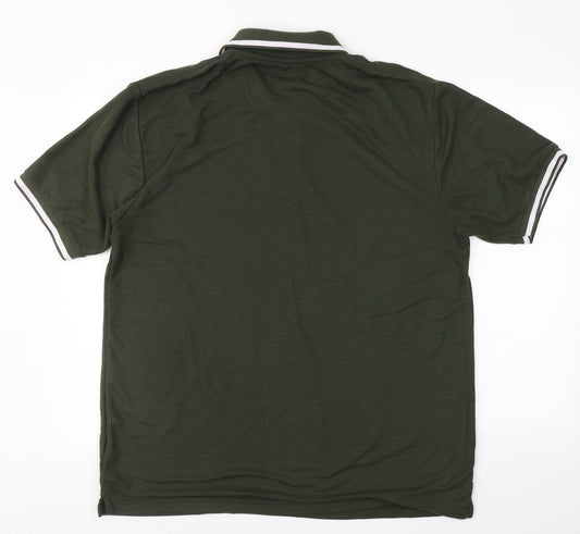 River Road Mens Green Polyester T-Shirt Size Big 2X Collared