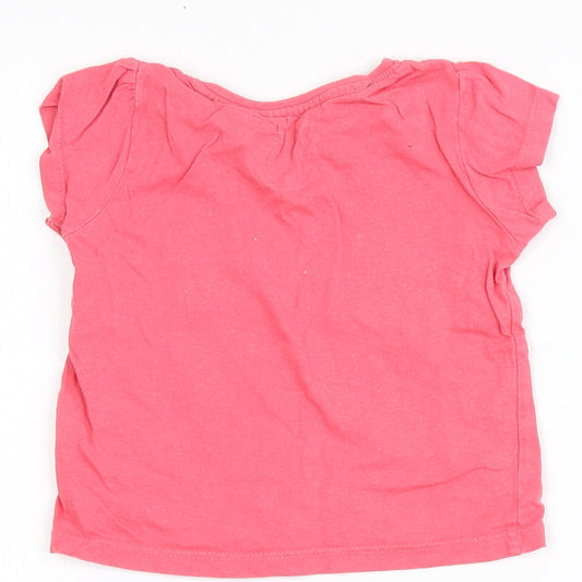 Primark Girls Pink 100% Cotton Basic T-Shirt Size 12-18 Months Round Neck - Smile