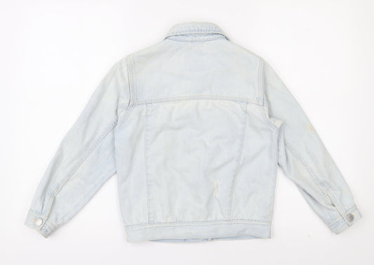 NEXT Girls Blue Jacket Size 16 Years Button - Destressed