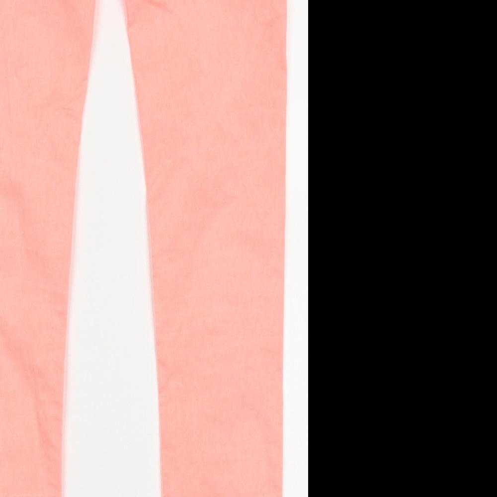 Brand and care label for spaccio women’s pink cotton capri trousers, size S, 30-inch leg regular button