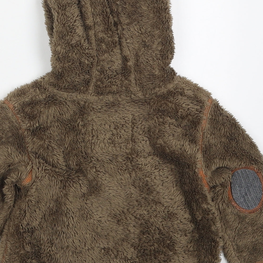 NEXT Boys Brown Polyester Basic T-Shirt Size 18-24 Months High Neck Pullover - Bear Hoodie