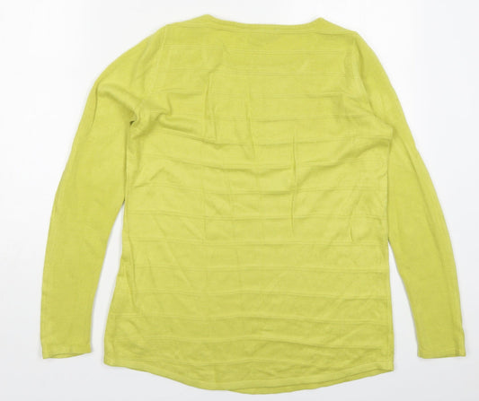 Bonmarché Womens Green Round Neck Acrylic Pullover Jumper Size 10